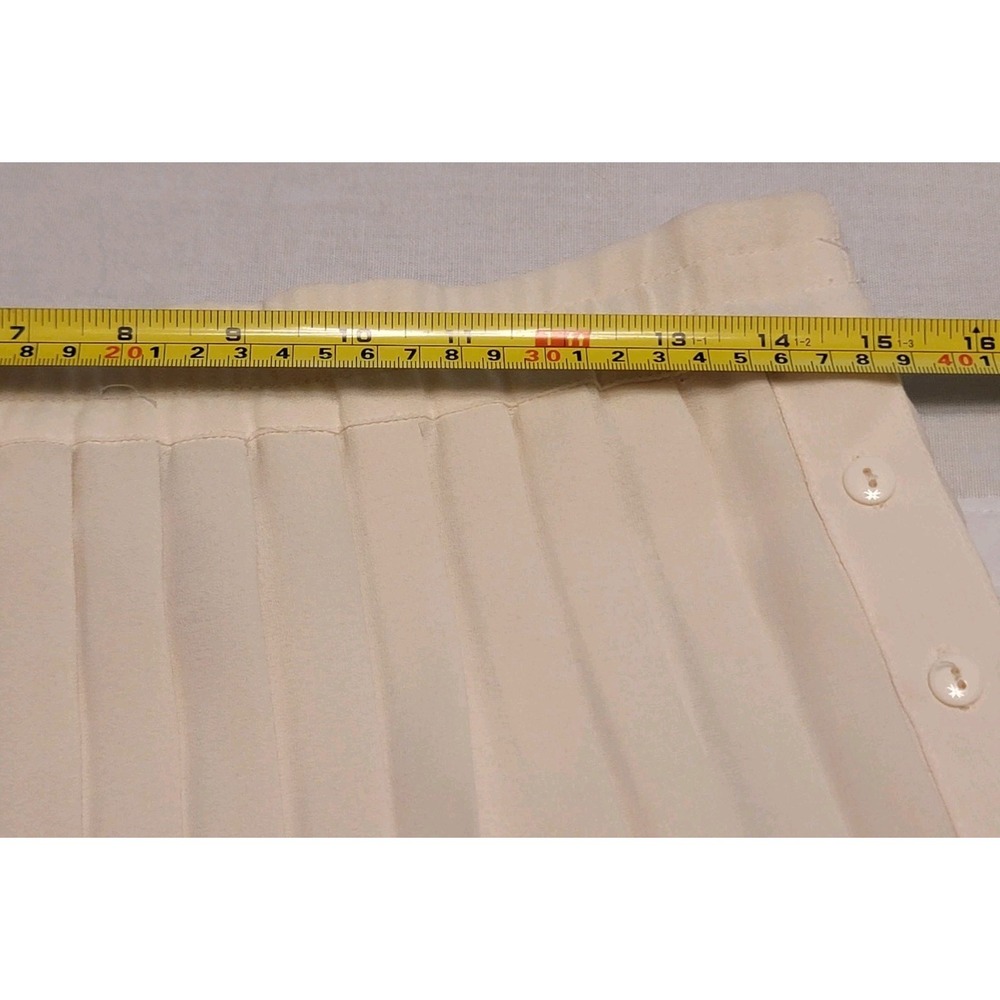 Vintage 90s Esprit Essentials Pleated Mini Skirt Ivory Cream Women's Medium - Picture 11 of 12